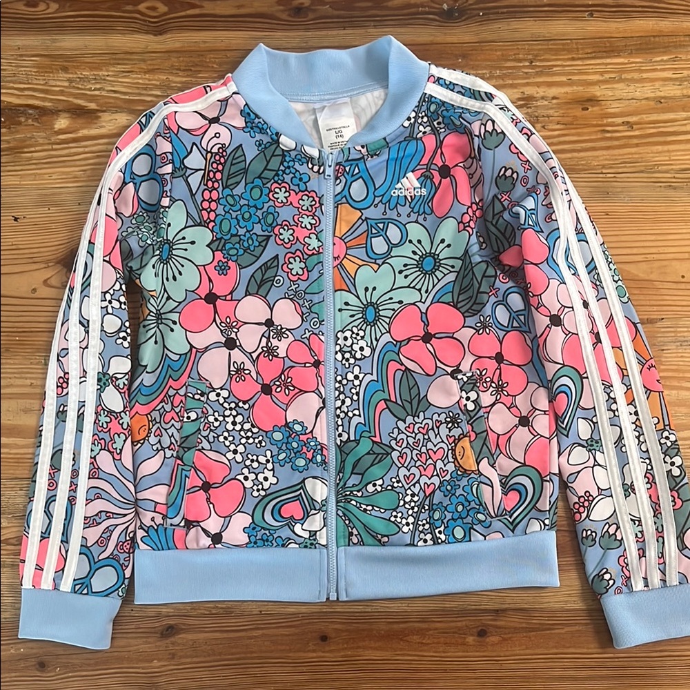 Adidas Floral Print Track Jacket Girls LG (14)